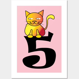 Gift for 5 Year Old Cat 5th Birthday Toddler Kids Girls Posters and Art